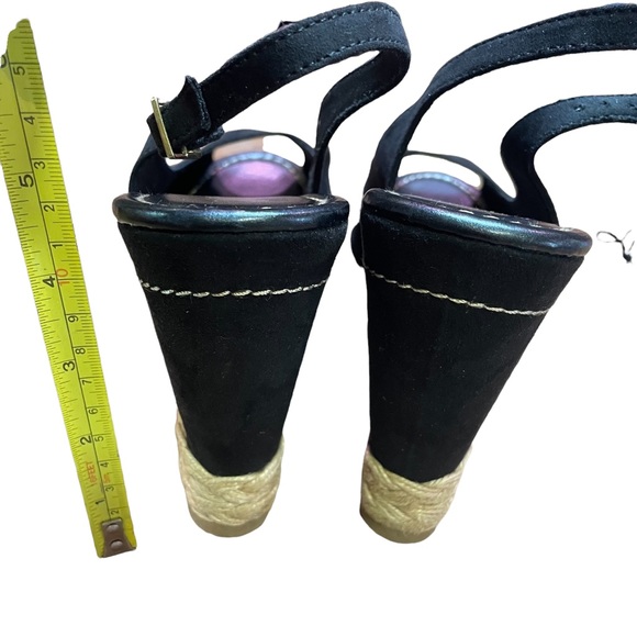 BRASH NWT Black Open-Toe Slingback Wedge Heel Shoes Size 11 - Picture 4 of 15